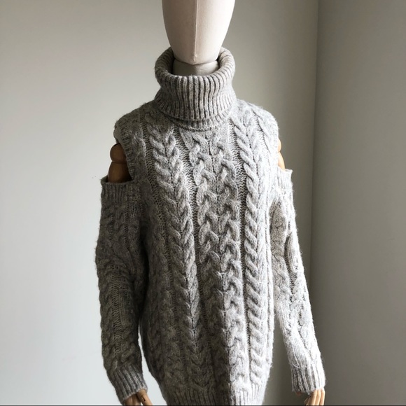 NWT Zara Turtleneck Grey Sweater with shoulder cut out - Picture 3 of 7